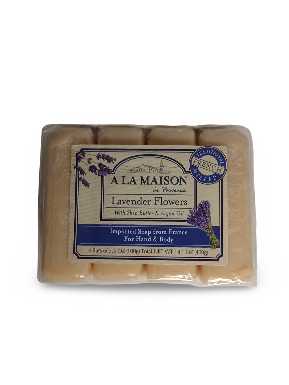 A LA MAISON de Provence Lavender Flowers Soap 4 Bars French Milled